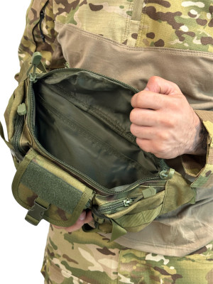 Поясная сумка тактическая три кармана мох