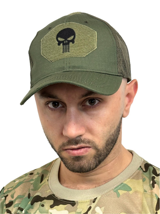 Бейсболка тактическая череп олива 