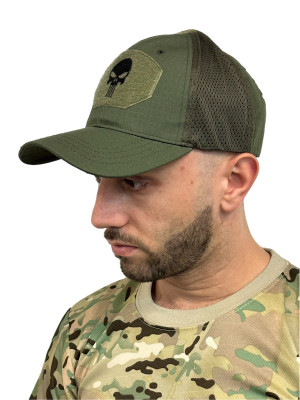 Бейсболка тактическая череп олива 