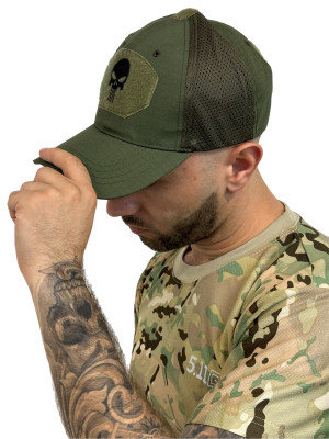 Бейсболка тактическая череп олива 