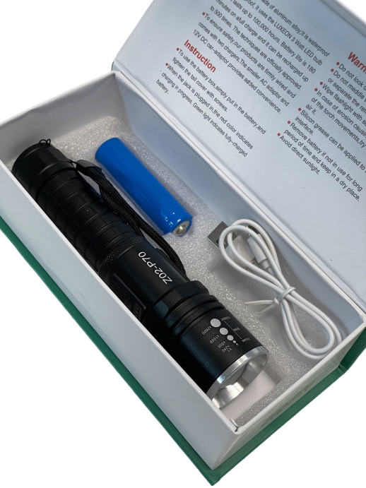 Фонарь Microusb Z02-P70 ручной аккумуляторный 