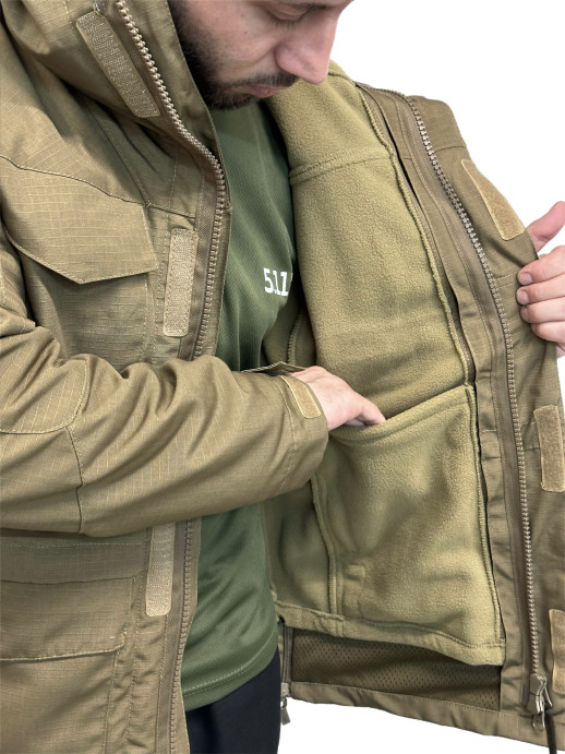 Куртка тактическая м-65 с отстёгивающейся подкладкой песочный