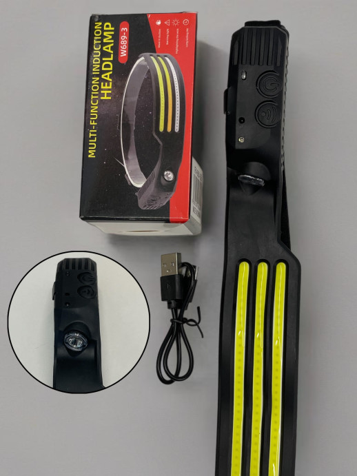 Фонарь налобный с датчиком движения W689-3