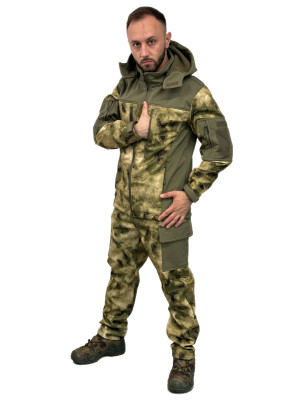 Костюм ткань Софтшелл ESDY демисезонный на флисе комбинированный мох-олива