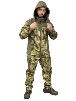 Костюм ткань Софтшелл ESDY демисезонный на флисе комбинированный мох-олива