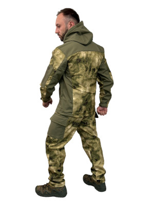 Костюм ткань Софтшелл ESDY демисезонный на флисе комбинированный мох-олива