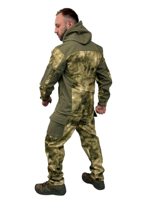 Костюм ткань Софтшелл ESDY демисезонный на флисе комбинированный мох-олива