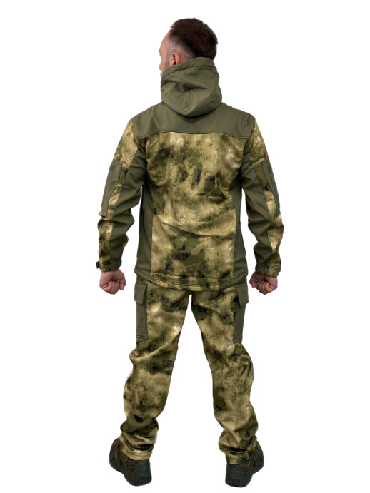 Костюм ткань Софтшелл ESDY демисезонный на флисе комбинированный мох-олива