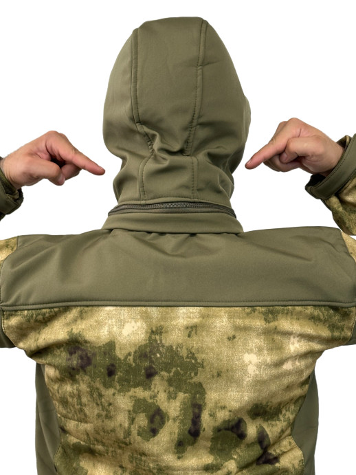 Костюм ткань Софтшелл ESDY демисезонный на флисе комбинированный мох-олива