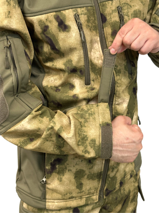 Костюм ткань Софтшелл ESDY демисезонный на флисе комбинированный мох-олива