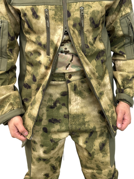 Костюм ткань Софтшелл ESDY демисезонный на флисе комбинированный мох-олива