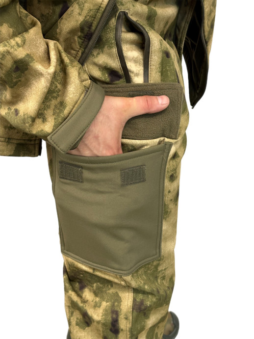 Костюм ткань Софтшелл ESDY демисезонный на флисе комбинированный мох-олива