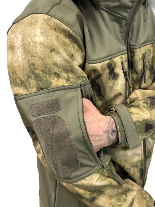 Костюм ткань Софтшелл ESDY демисезонный на флисе комбинированный мох-олива