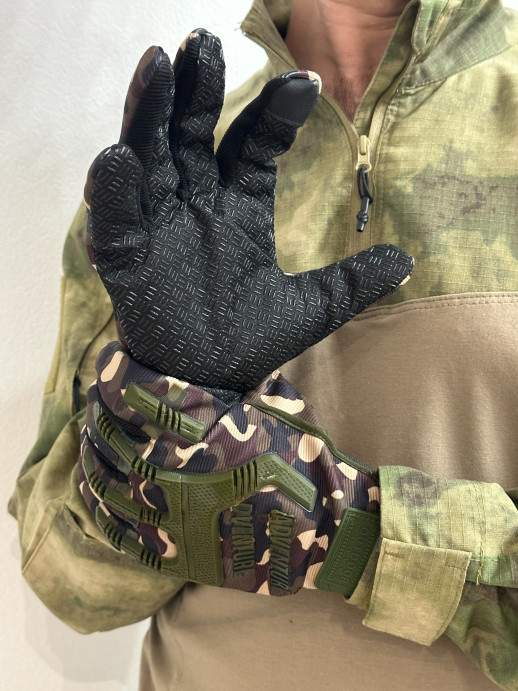 Перчатки Adventure тактические облегченные зеленый камуфляж