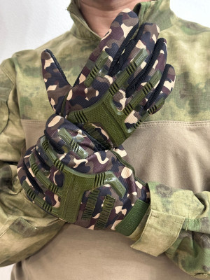 Перчатки Adventure тактические облегченные зеленый камуфляж