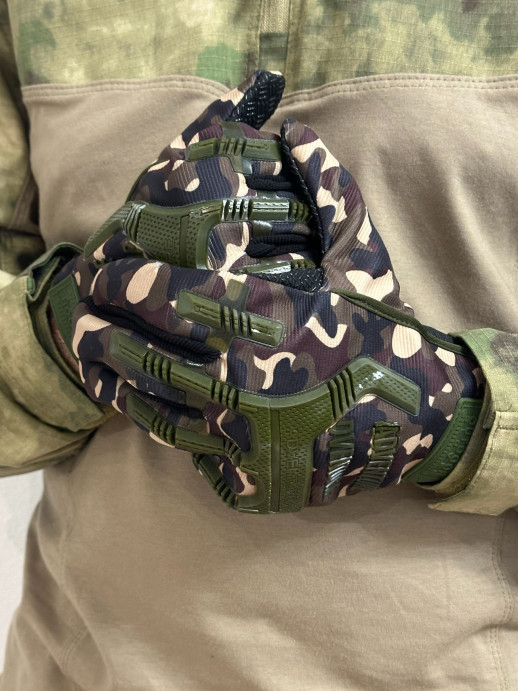 Перчатки Adventure тактические облегченные зеленый камуфляж