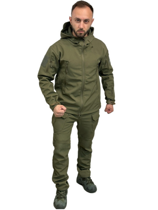 Костюм Софтшелл Shark Skin демисезонный на флисе ткань черный