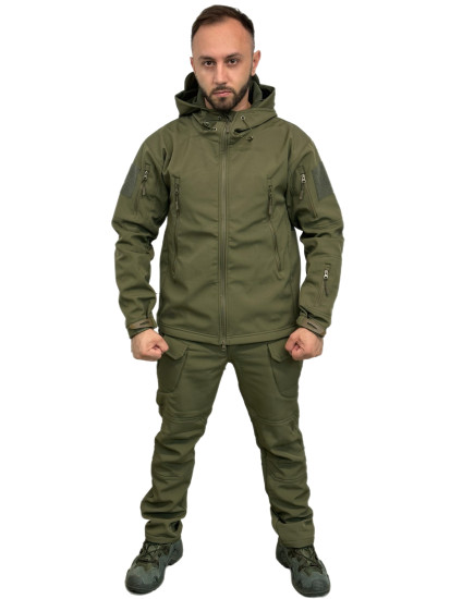 Костюм Софтшелл Shark Skin демисезонный на флисе ткань черный