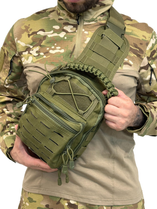 Сумка органайзер через плечо тактическая олива