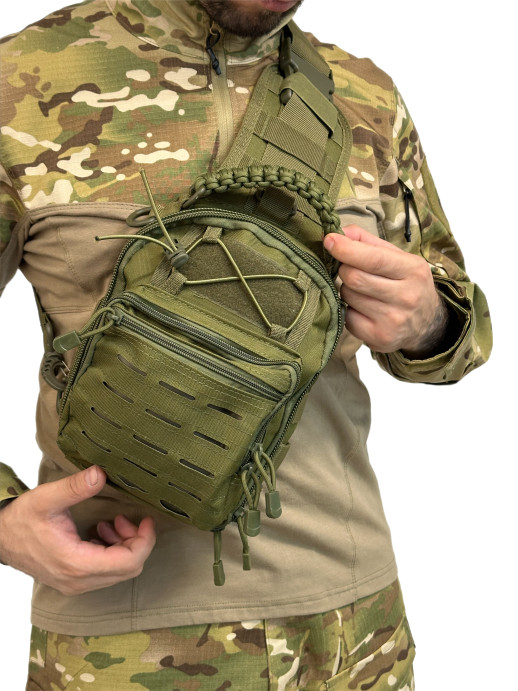 Сумка органайзер через плечо тактическая олива