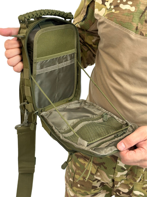 Сумка органайзер через плечо тактическая олива