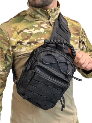 Сумка органайзер тактическая через плечо черная 