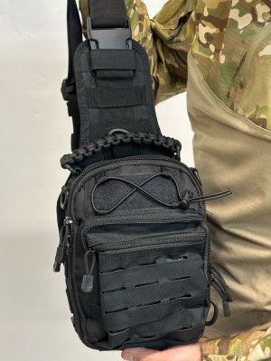 Сумка органайзер тактическая через плечо черная 