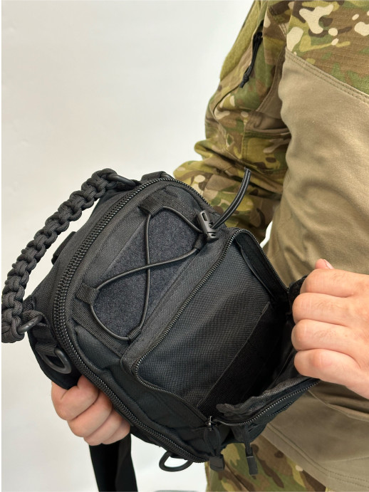 Сумка органайзер тактическая через плечо черная 