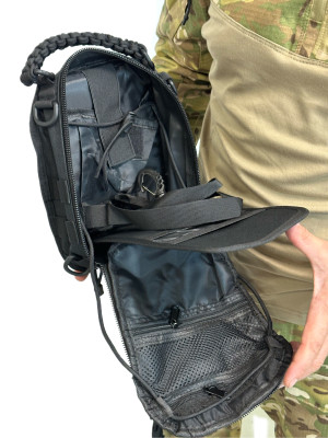Сумка органайзер тактическая через плечо черная 