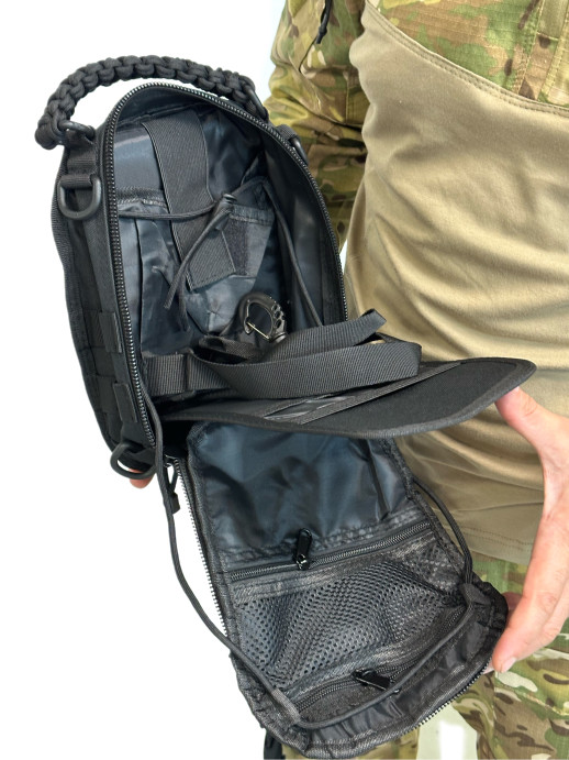 Сумка органайзер тактическая через плечо черная 