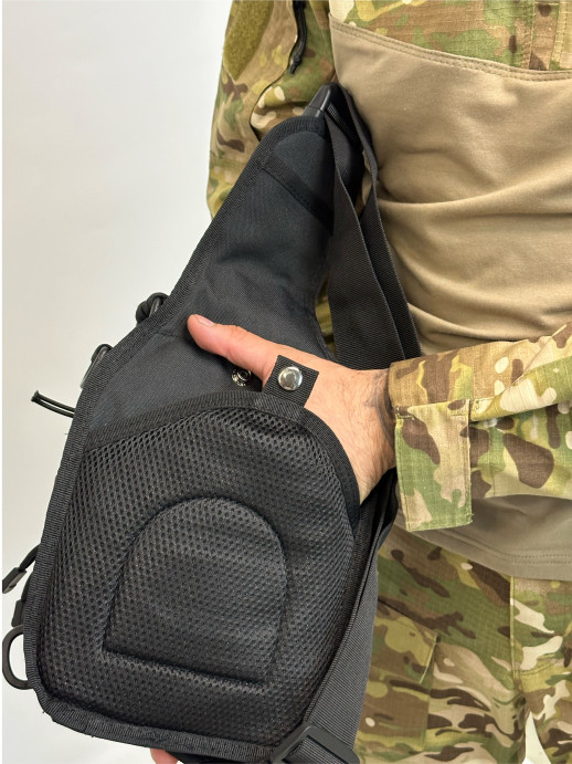 Сумка органайзер тактическая через плечо черная 