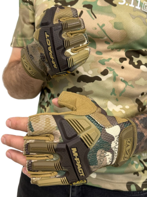 Перчатки тактические M-Pact без пальцев мультикам