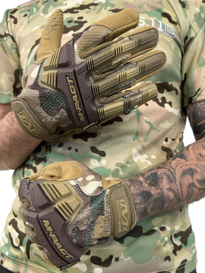 Перчатки тактические M-Pact с пальцами мультикам