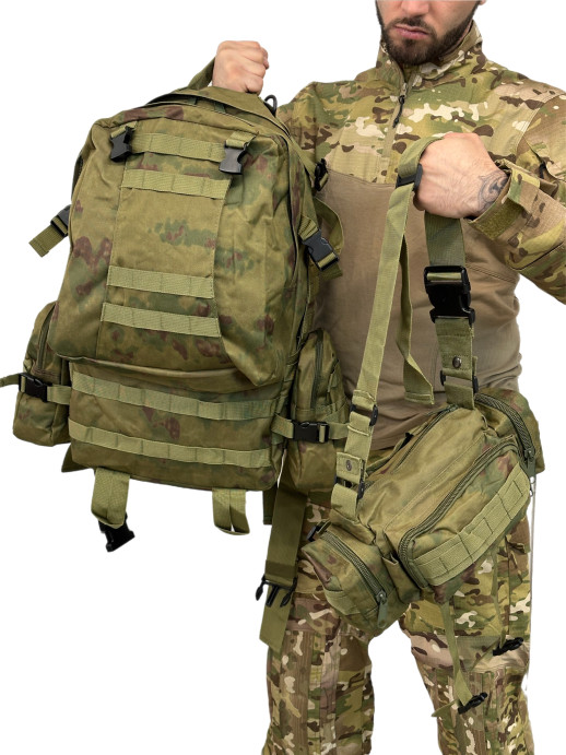 Рюкзак тактический с подсумками 55 литров 4 в 1 мох