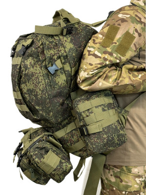 Рюкзак тактический с подсумками 55 литров 4 в 1 пиксель 