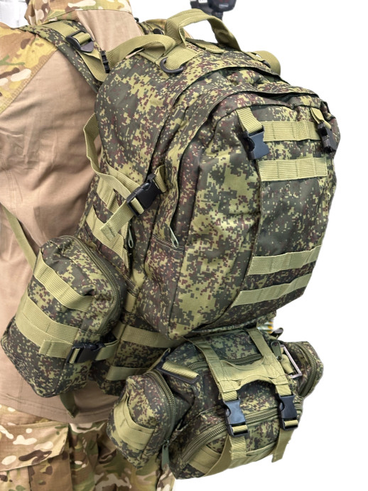 Рюкзак тактический с подсумками 55 литров 4 в 1 пиксель 