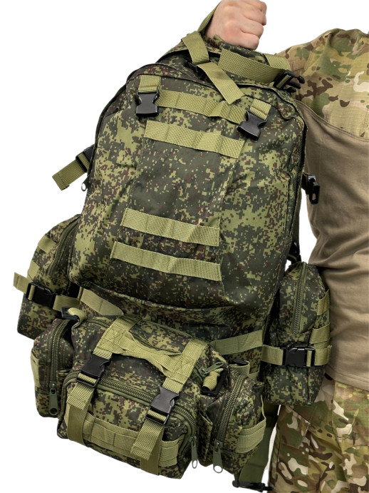 Рюкзак тактический с подсумками 55 литров 4 в 1 пиксель 