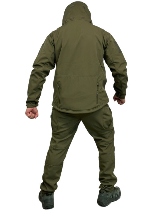 Костюм Софтшелл Shark Skin демисезонный на флисе ткань олива