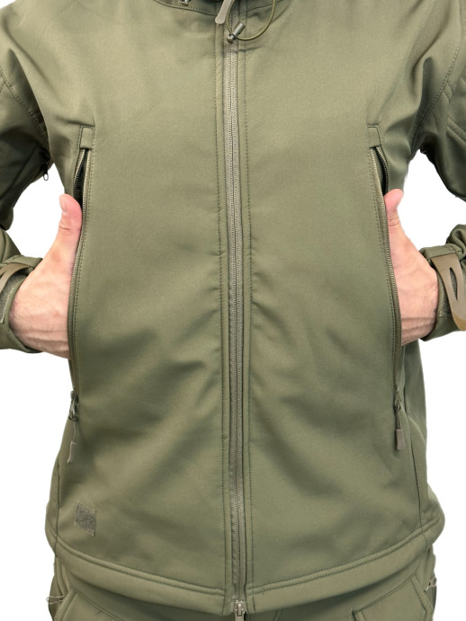 Костюм Софтшелл Shark Skin демисезонный на флисе ткань олива