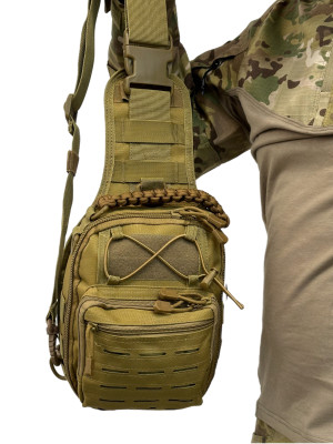 Сумка органайзер тактическая через плечо песочный