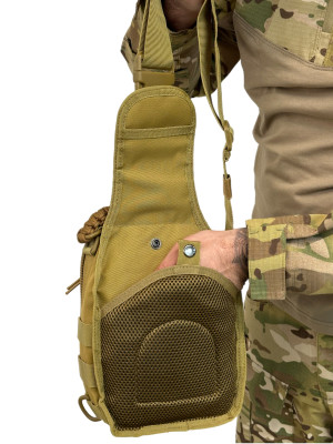Сумка органайзер тактическая через плечо песочный