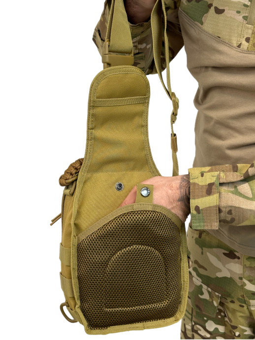 Сумка органайзер тактическая через плечо песочный