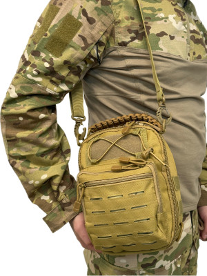 Сумка органайзер тактическая через плечо песочный